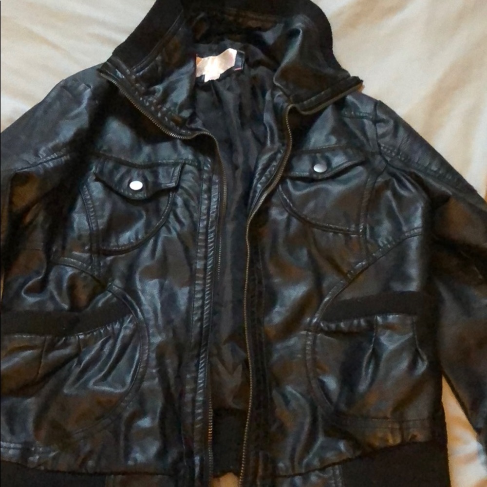 Black faux leather jacket